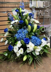 Royal Blue and White Alter Arrangement