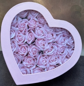 Pink Rose Heart Box